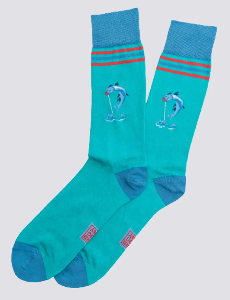 Tarpon Time Turquoise Socks 1