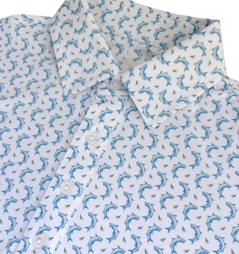 Tarpon Travels Upcycled White Club Polo 1