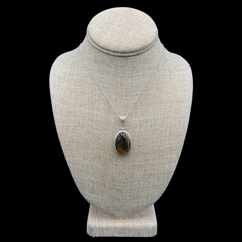 Tiger’S Eye Pendant On Sterling Silver Chain – Natural Gemstone Jewelry 1