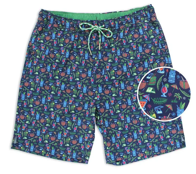 Tiki Happy Hour Navy Swim Trunks 1
