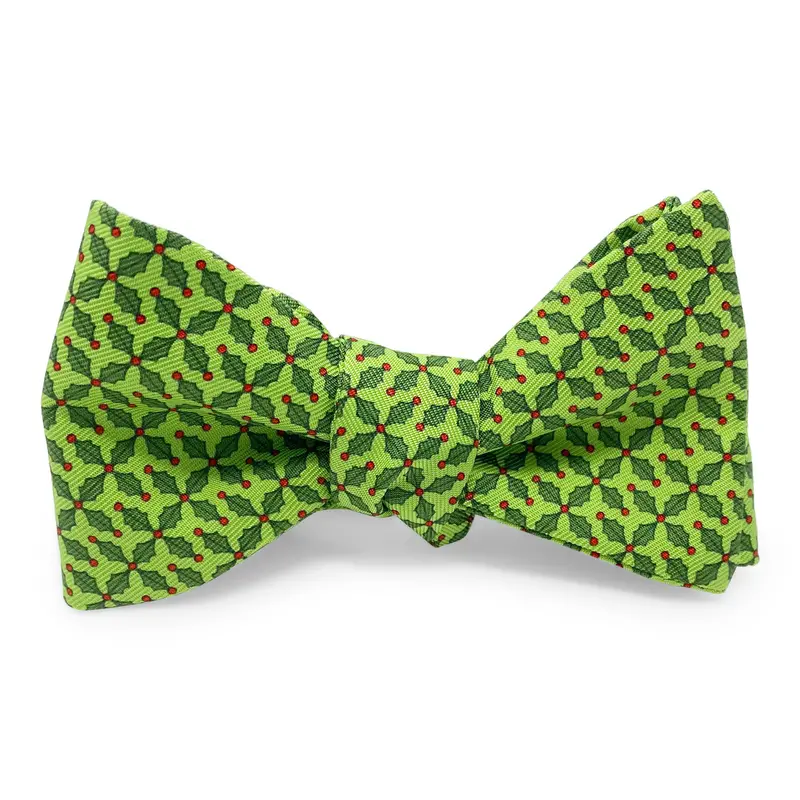Tiny Holly Embellished Bow – Lime Green 1