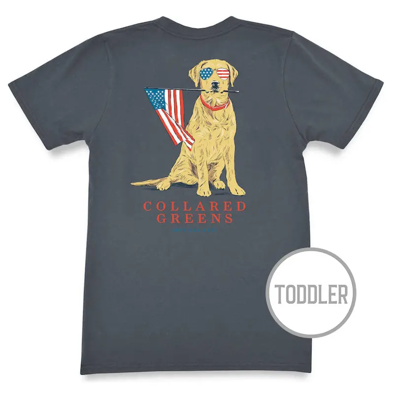 Toddler Patriotic Pup T-Shirt – Charcoal Short Sleeve 1