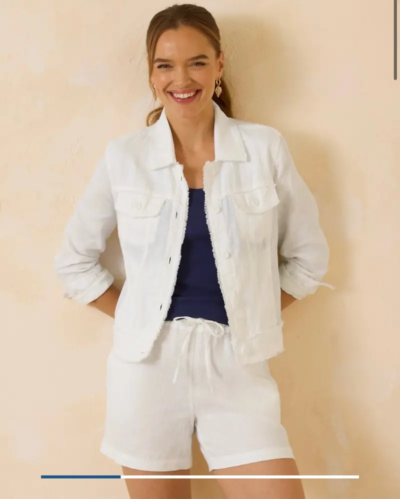 Tommy Bahama Two Palms Raw Edge Linen Jacket – Classic White (Bhi) 1