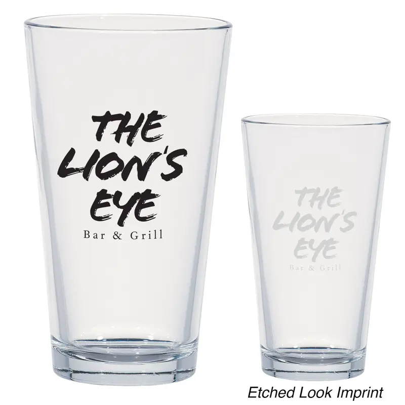 Traditional 16 Oz Ale Pint Glass With Etched Measurement Markings 1