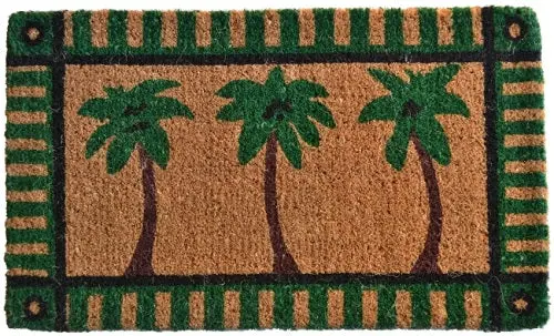 Tropical Palm Tree Handwoven Coconut Doormat 1