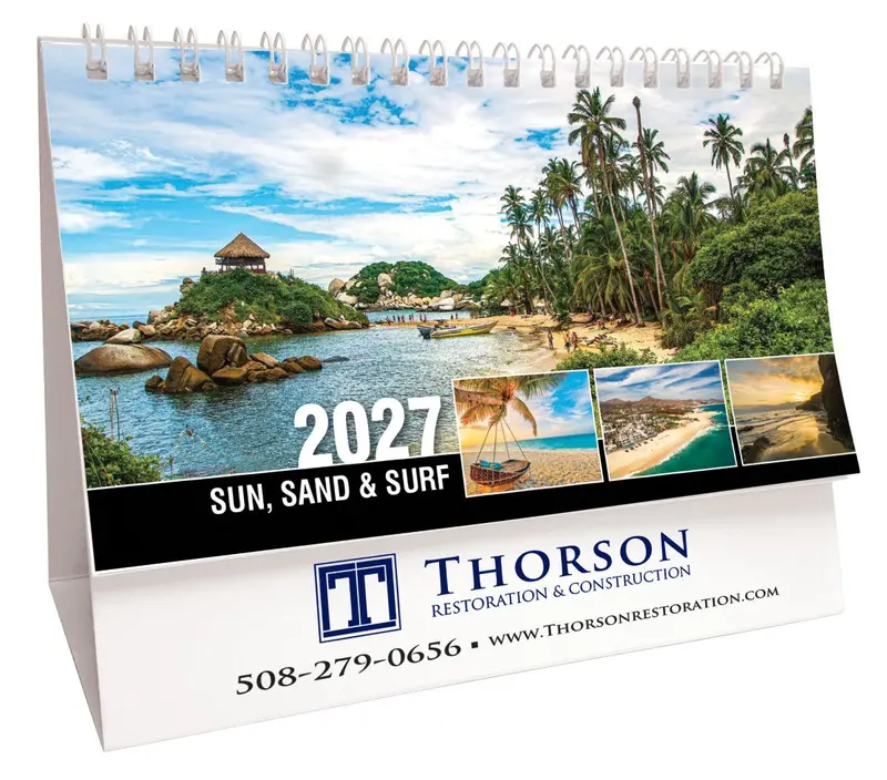 Tropical Vibes 2027 Desk Calendar – Beach & Ocean Imagery 1