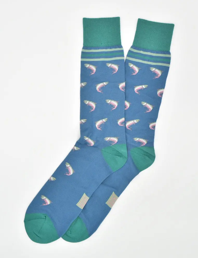 Trout & About Blue Dress Socks 1