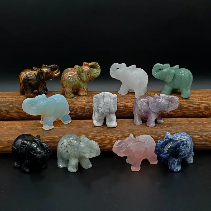 Trunk-Up Elephant Carving – 2-Inch Onyx Gemstone Figurine 1
