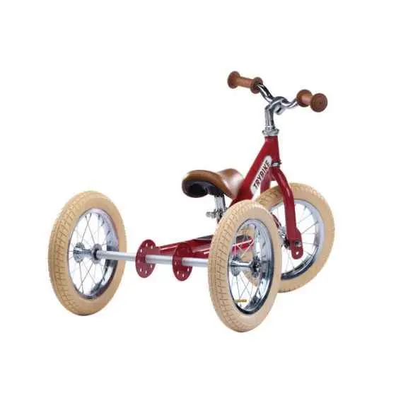 Trybike 2-In-1 Convertible Balance Bike – Vintage Red Finish 1