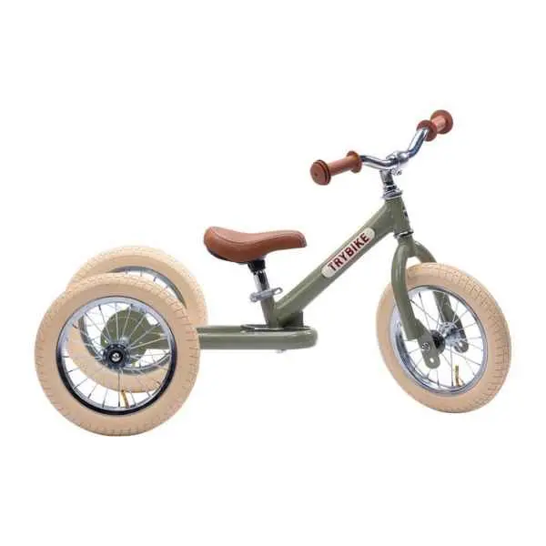 Trybike 2-In-1 Learn-To-Ride Bike – Vintage Green Design 1