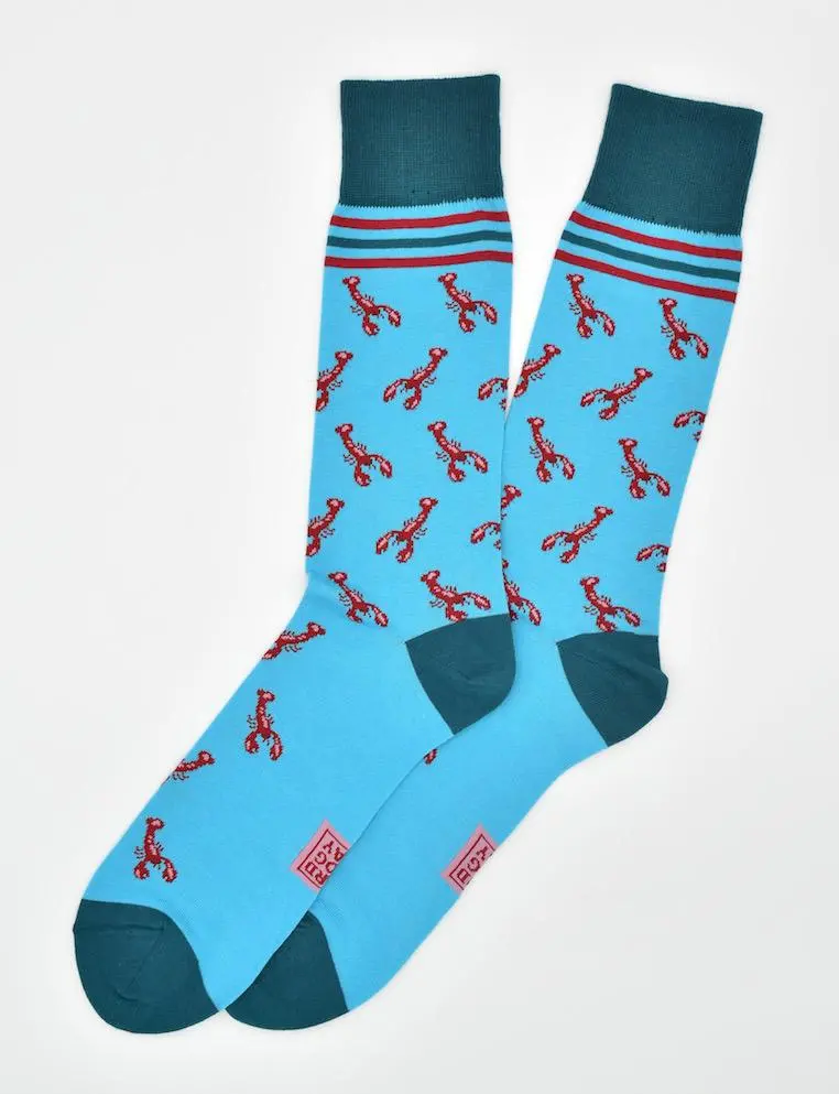 Turquoise Lobster Lounge Dress Socks 1