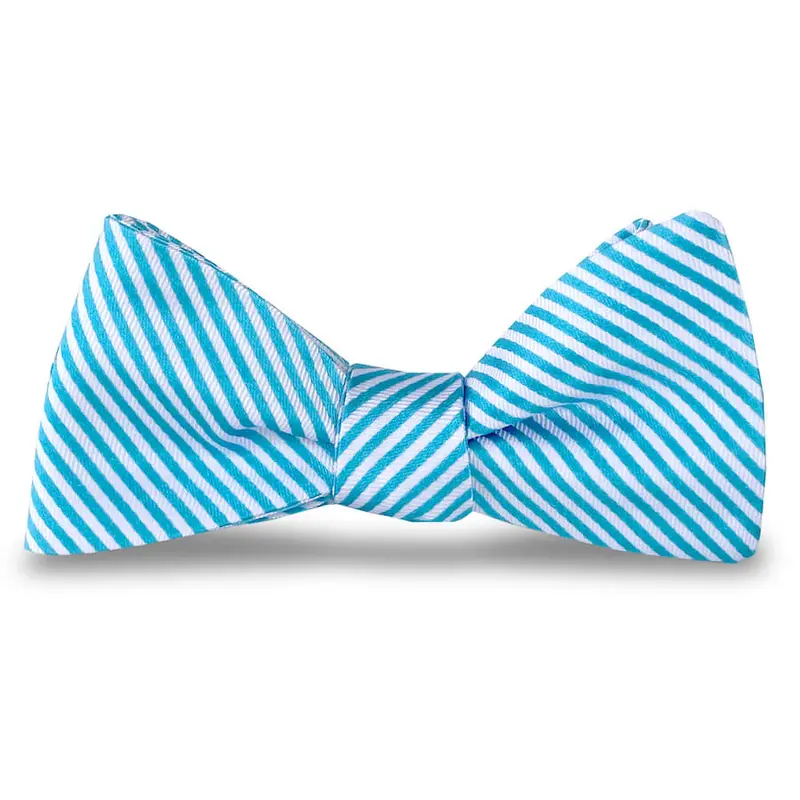 Turquoise Signature Stripe Bow Tie 1