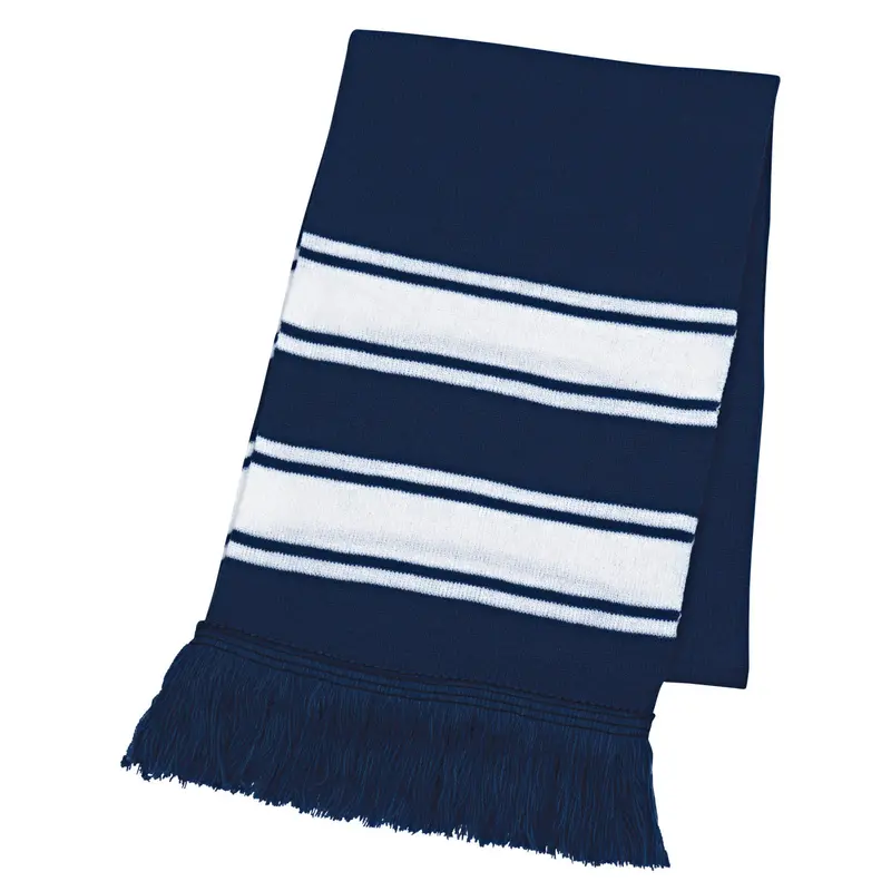 Two-Tone Knit Scarf With Fringed Ends 1