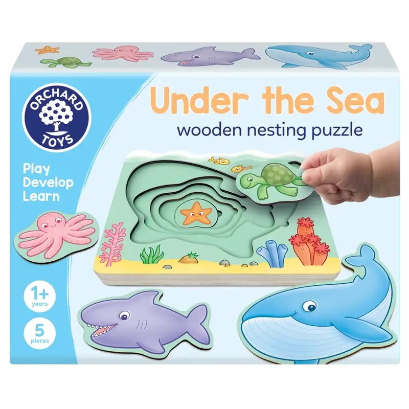 Under The Sea Wooden Nesting Puzzle – Ocean-Themed Fine Motor Toy 1