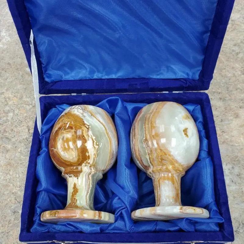 Vintage-Style Sherry Goblets In Natural Onyx 1