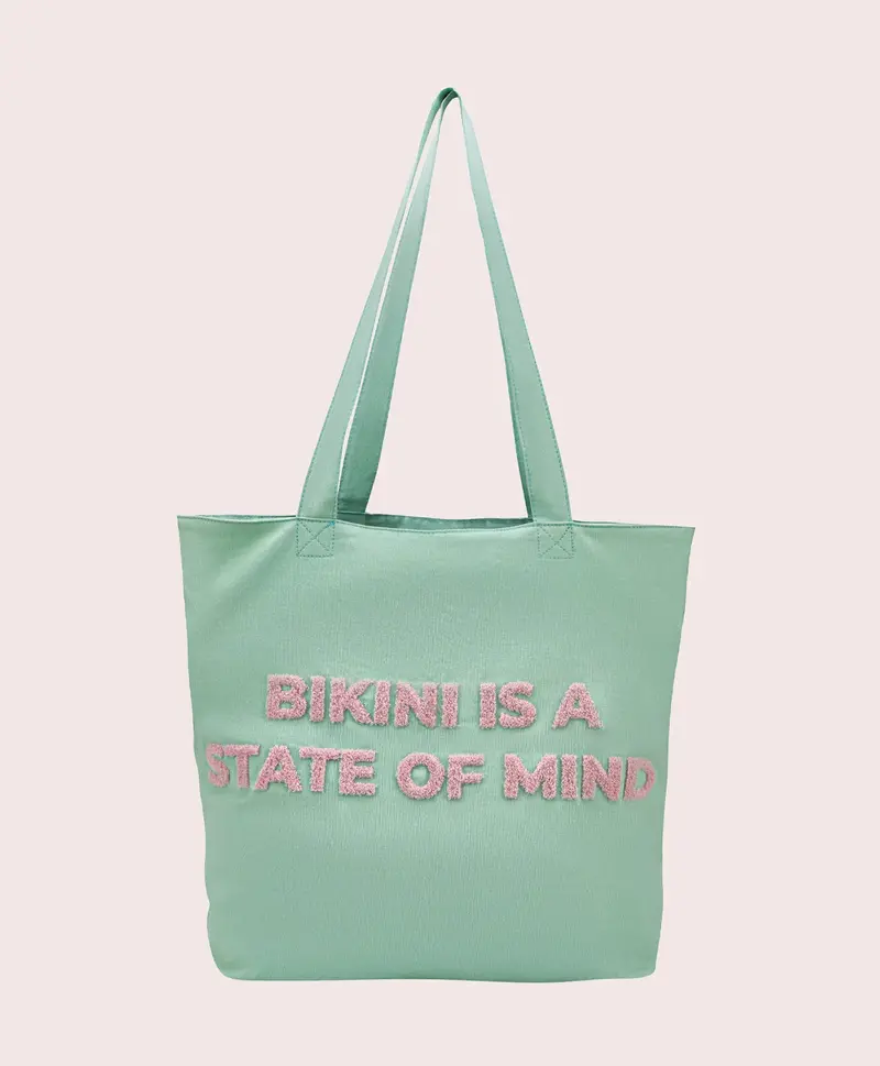 Water-Inspired 'Bikini Is A State Of Mind' Canvas Tote 1