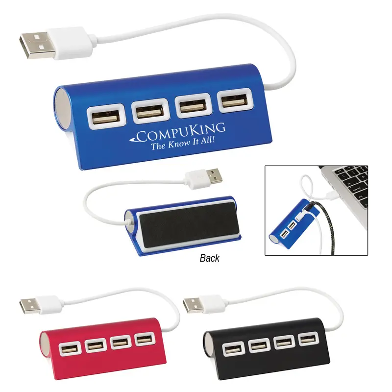Wave-Style 4-Port Aluminum Usb Hub – High-Speed 2.0 Connectivity 1