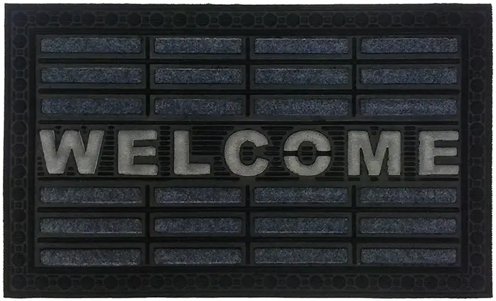 Welcome Gray Modern Synthetic Doormat 1