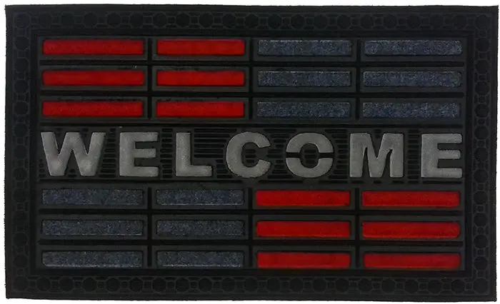 Welcome Red Synthetic Fiber Indoor/Outdoor Mat 1