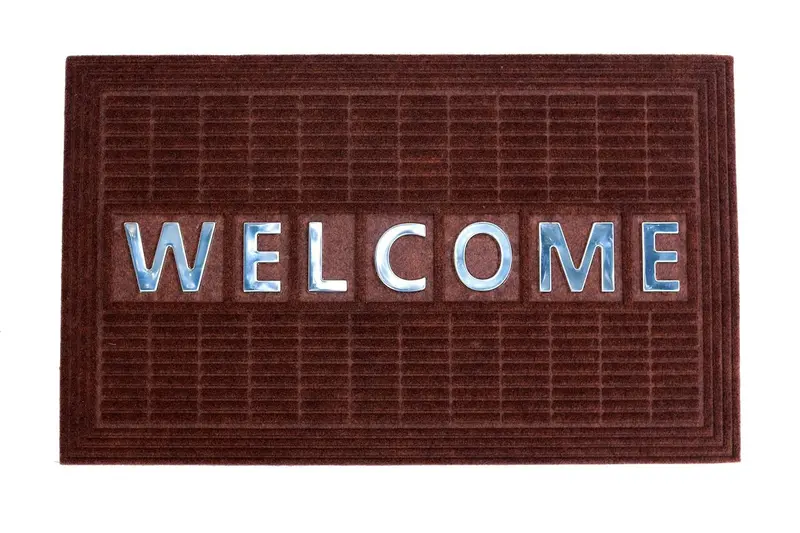 'Welcome' Steel-Insert Synthetic Doormat In Dark Brown 1