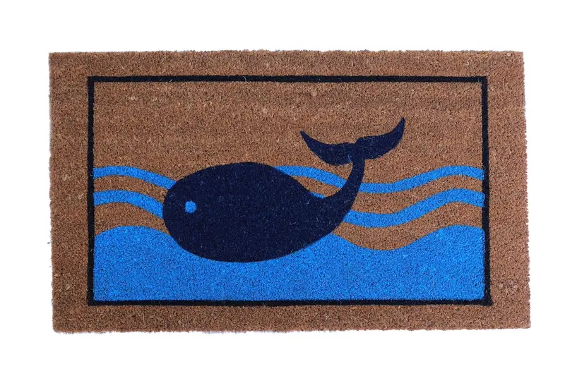 Whale-Themed Vinyl-Backed Coconut Coir Doormat 1