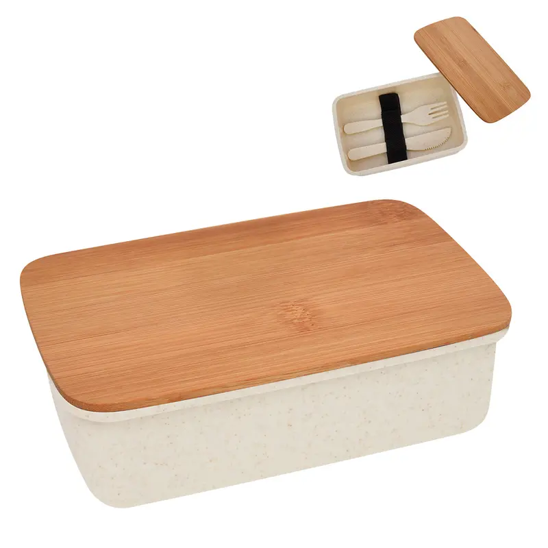 Wheat Straw Lunch Container With Sustainable Bamboo Lid 1