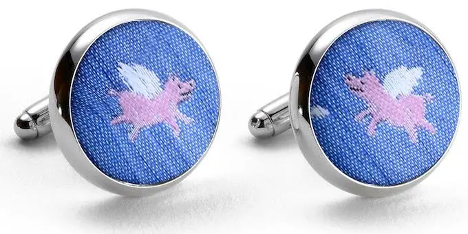 When Pigs Fly Blue Cufflinks 1
