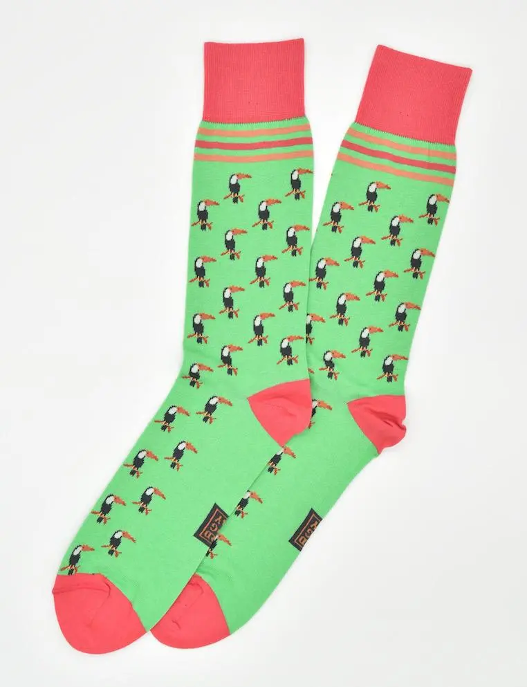 Who Can? Toucan! Lime Tropical Socks 1