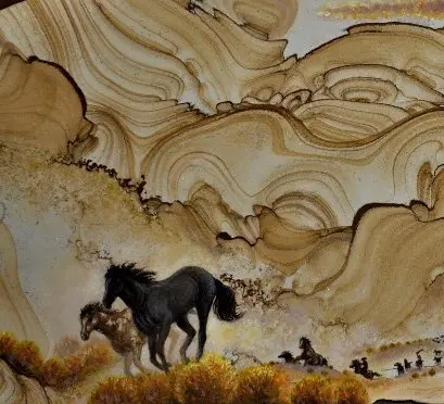 Wild Horses Of The Southwest – Original Painted Sandstone Wall Art 1