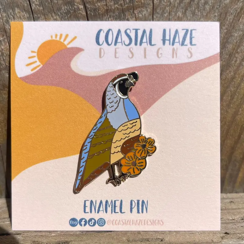 Wildflower & Quail Enamel Pin – California Inspired 1