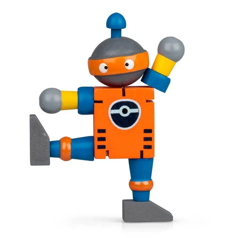Wooden Articulated Robot Toy – Assorted Colors 1
