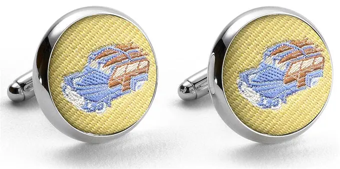 Woody-Style Woven Silk Cufflinks – Sunny Yellow 1