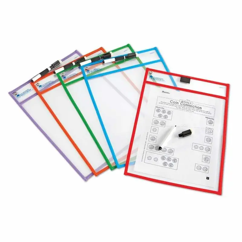 Write-And-Wipe Pockets – Set Of 5 Reusable Learning Cards 1