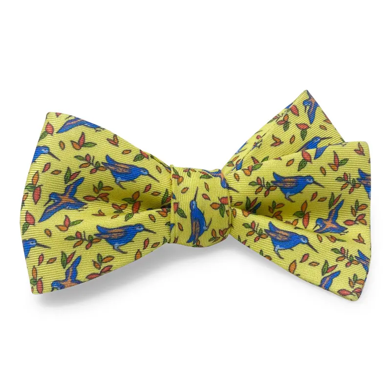 Yellow Birds-In-Flight Design Hair Bow 1