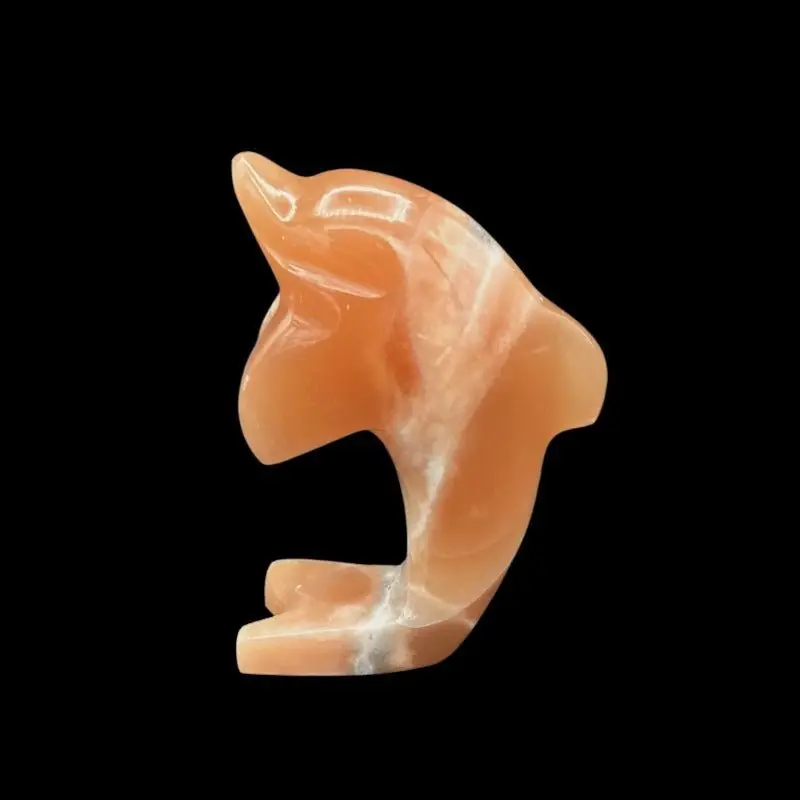 Yellow Calcite Dolphin Figurine – Smooth Polished Resin-Free Carving 1
