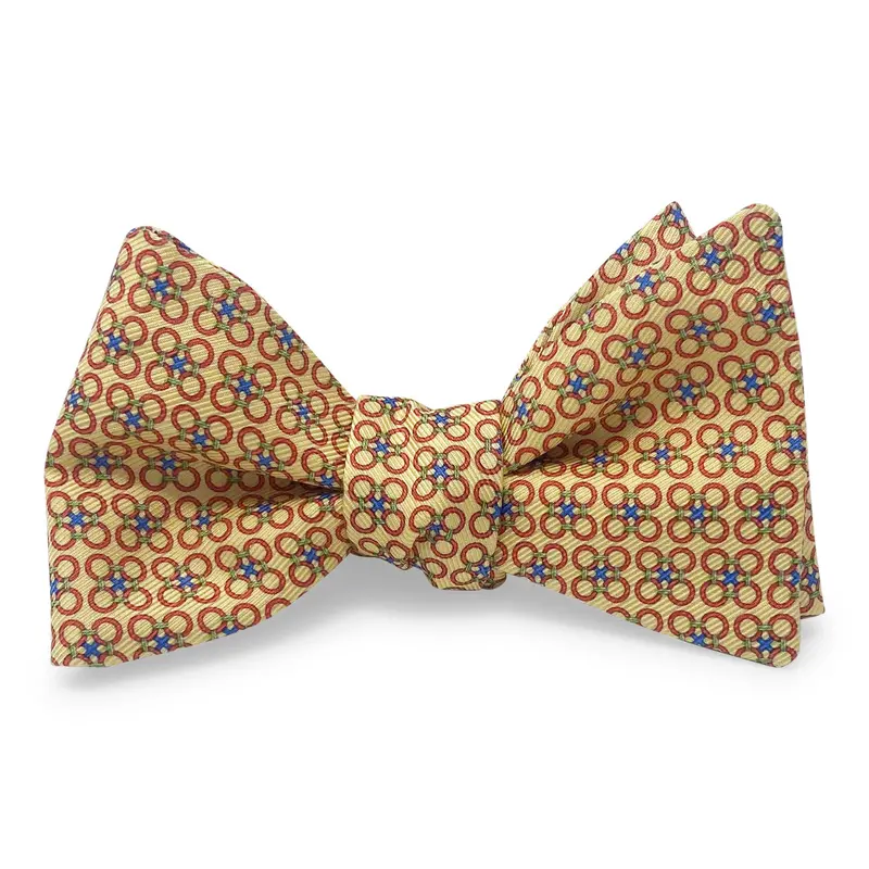 Yellow Circle Cross Motif Hair Bow 1