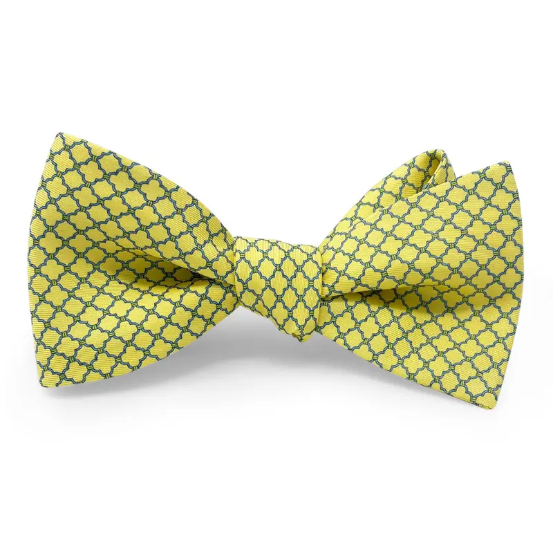 Yellow Quadrafoil Print Hair Bow 1