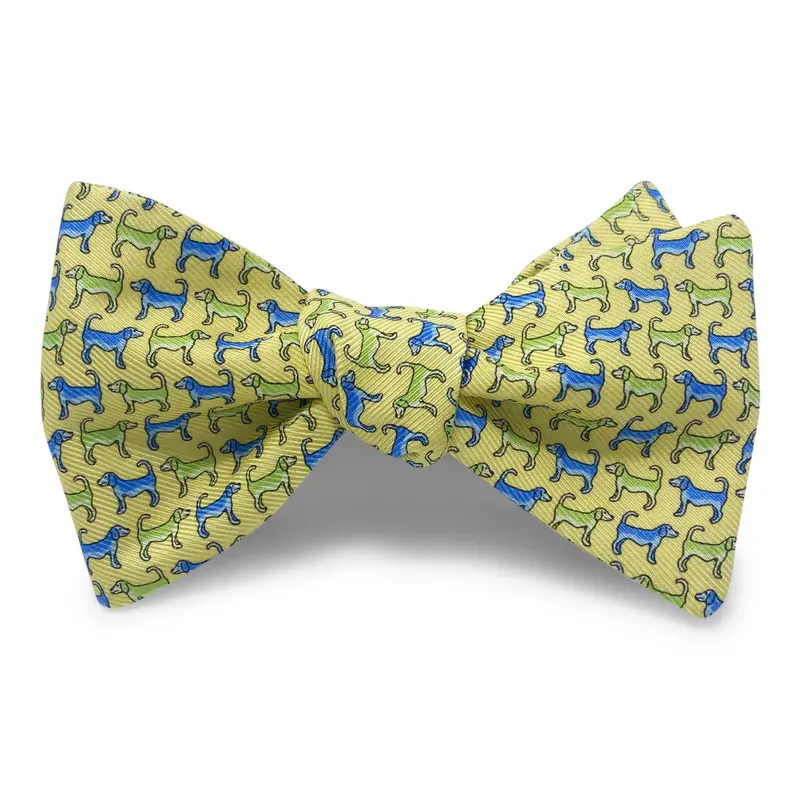 Yellow Twin Dogs Illustration Hair Bow 1