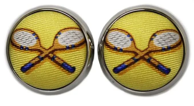 Yellow What A Racket Cufflinks – Tennis-Themed Men'S Jewelry 1