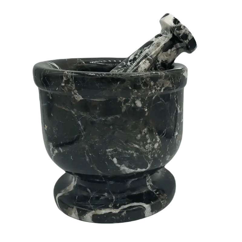 Zebra Onyx Mortar And Pestle Set – 6-Inch Natural Stone 1